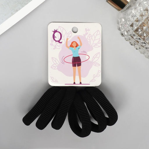 Цена за 7 шт. Резинки для волос «Вероника», набор 6 шт., обруч, 4 см, чёрные