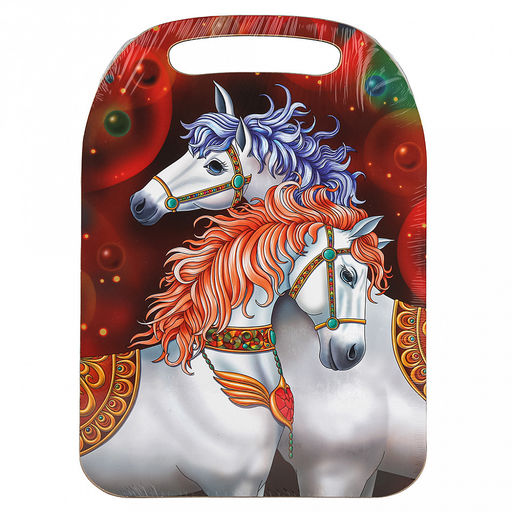 Доска разделочная деревянная Кони в поле 29х21х0,6см, Символ года 2026 (Россия)