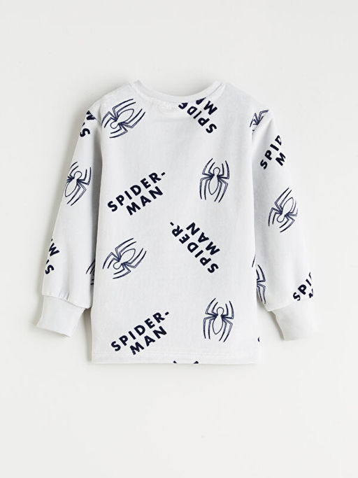 Bisiklet Yaka Spider-Man Nak??l? Kadife Erkek ?ocuk Pijama Tak?m?