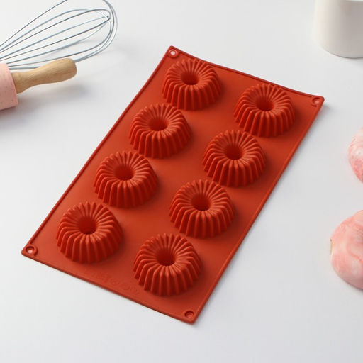 Форма для выпечки Доляна Кекс, силикон, 29?17?2 см, 8 ячеек (5,8?2 см), цвет коричневый  фото 2