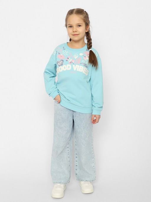 CRB wear/CSKG 63439-43-350 Джемпер для девочки,голубой/Ex.Cherubino  фото 2