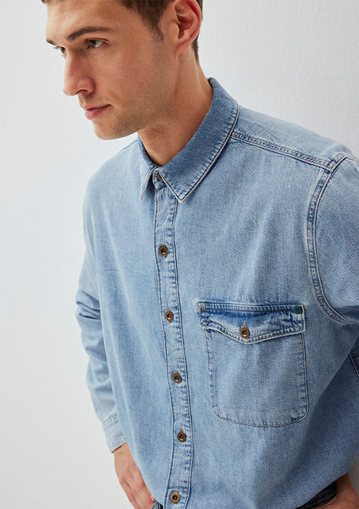 Tyler Regenerative Ac?k Mavi Denim Jean Gomlek  фото 7