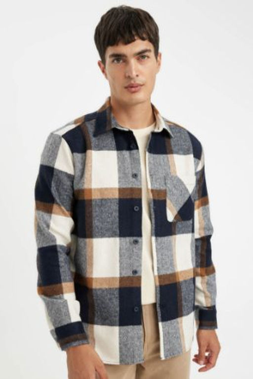 Regular Fit Kareli Oduncu Flanel Uzun Kollu Gomlek