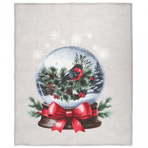 Салфетка хозяйственная 50х60см "Снегири" 1, рогожка 171г/м2, хлопок 100%, без упаковки, "Домашняя мода" (Россия)