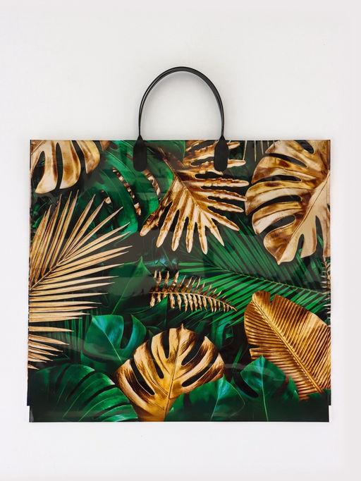 Цена за 10 шт. Пакет подарочный «Райский сад», полиэтиленовый с пластиковой ручкой, 38×35 см, 90 мкм