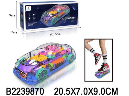 Машина на батар. прозрачная (M66108, 2239870) свет, звук, видно движение множества шестерёнок, в коробке