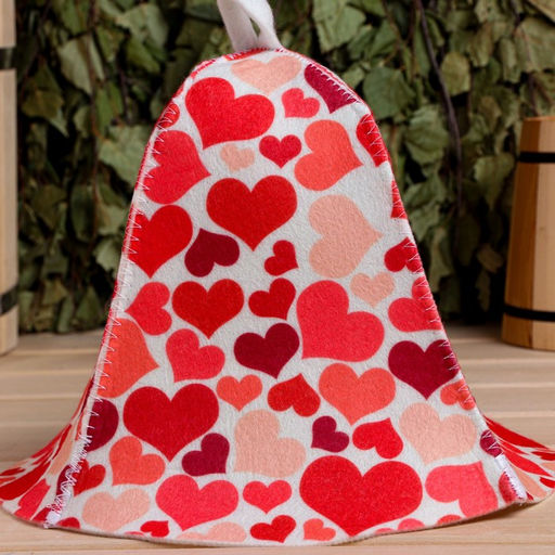 Шапка для бани и сауны «Сердечки», шерсть, полиэфир, «Добропаровъ»