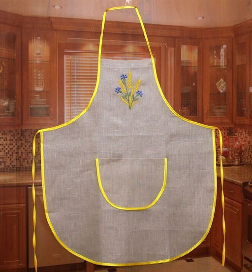 Фартук с вышивкой модель ЛП 34 Васильки-Колоски лен 100% - Лен поволжья фото 2