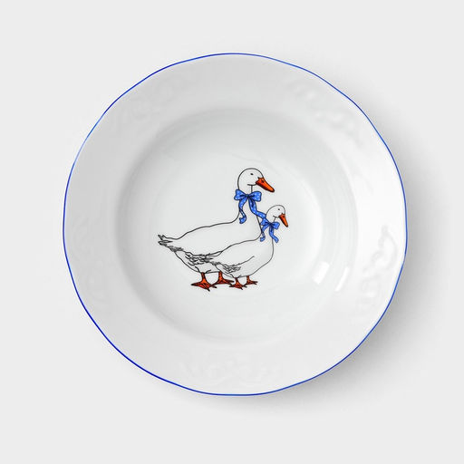 Сервиз столовый Добрушский завод «Гуси», 48 предметов, фарфор, белый