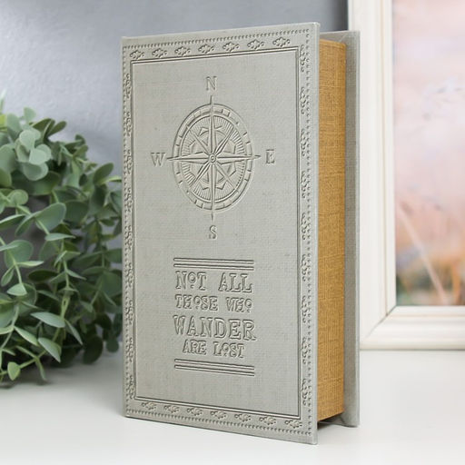 Шкатулка книга - сейф «Компас», дерево и искусственная кожа, с замком, 21×13×5 см