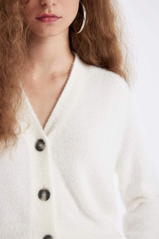 Кардиган оверсайз с V-образным вырезом - Defacto фото 5