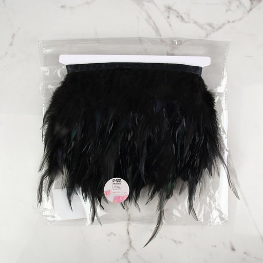 Перья петуха декоративные, на ленте, 10-15 см, 5±0.5 м, чёрные