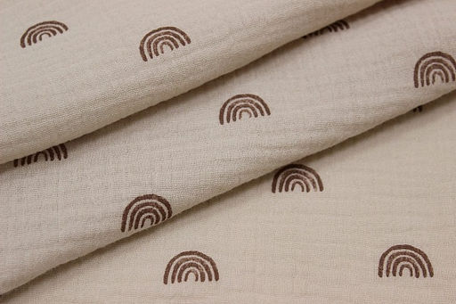 Муслин двухслойный с эф.жатости Радуга-дуга цв.бежево-молочный, СОРТ2, ш.1.43м, хлопок-100% - Купава фото 5