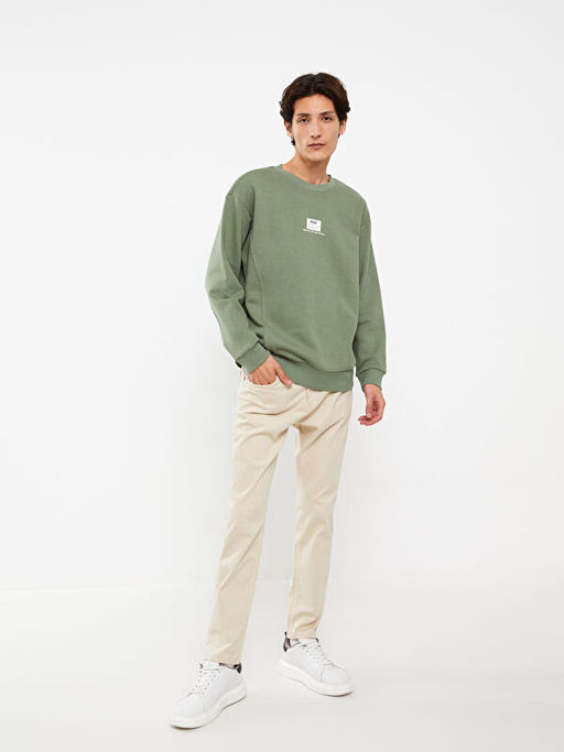 Bisiklet Yaka Uzun Kollu Bask?l? Erkek Sweatshirt - Waikiki фото 3