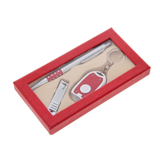 Набор подарочный 3в1 (ручка, кусачки, фонарик красный) - Simaland фото 3
