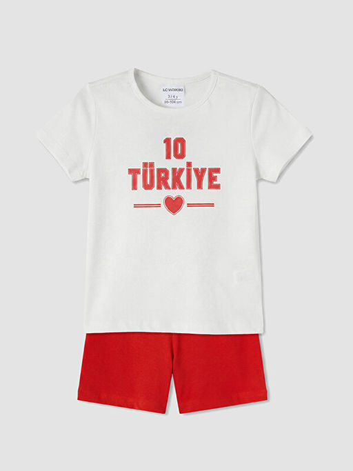 T?rkiye Bask?l? K?z ?ocuk ?ortlu Pijama Tak?m?