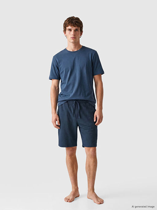 Regular Fit Erkek ?ortlu Pijama Tak?m?
