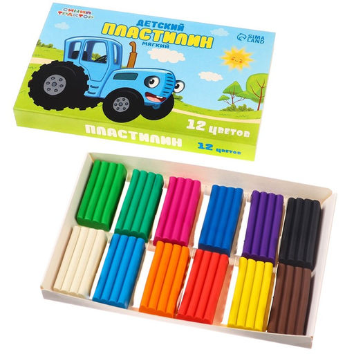 Пластилин 12 цветов 180 г, Синий трактор  фото 6