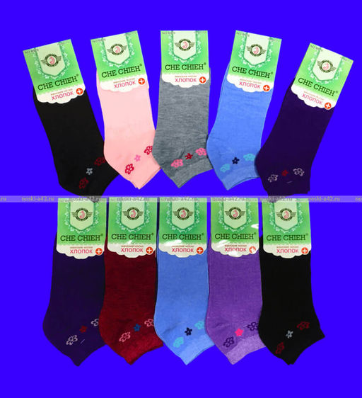 Цена за 12 пар. Следки женские однотонные "Цветочки"