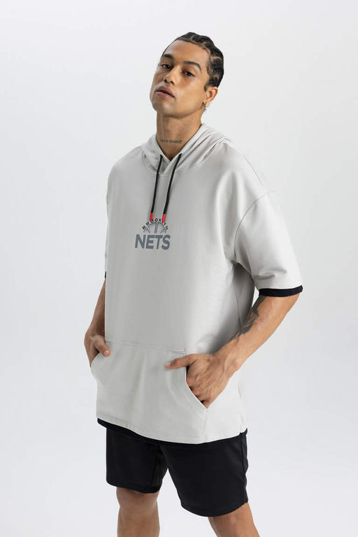 DeFactoFit НБА Brooklyn Nets Oversize футболка с короткими рукавами и капюшоном  фото 5