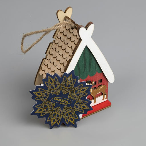 Ёлочная игрушка Домик с Сантой, 7.7х11х6 см, 1 LED, от батареек, свечение тёплое белое - Luazon lighting фото 4