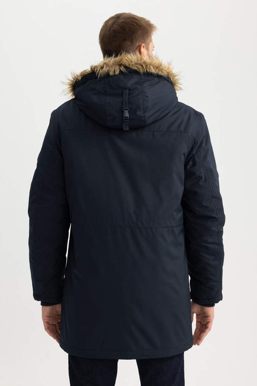 Водоотталкивающая парка из тафты из искусственного меха с капюшоном - Defacto фото 9