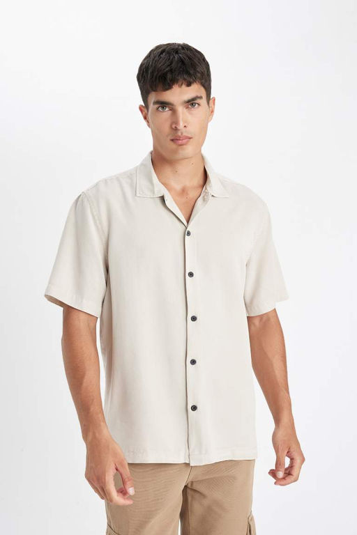 Хлопковая рубашка с короткими рукавами и воротником-поло Relax Fit - Defacto фото 5