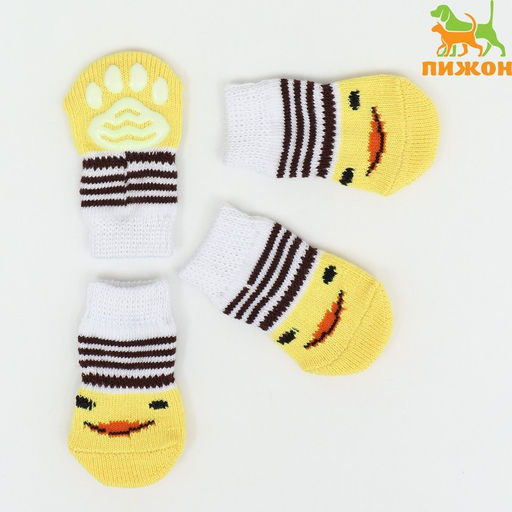 Носки нескользящие, размер S (2,5/3,5 * 6 см), набор 4 шт , цыпленок - Пижон фото 2