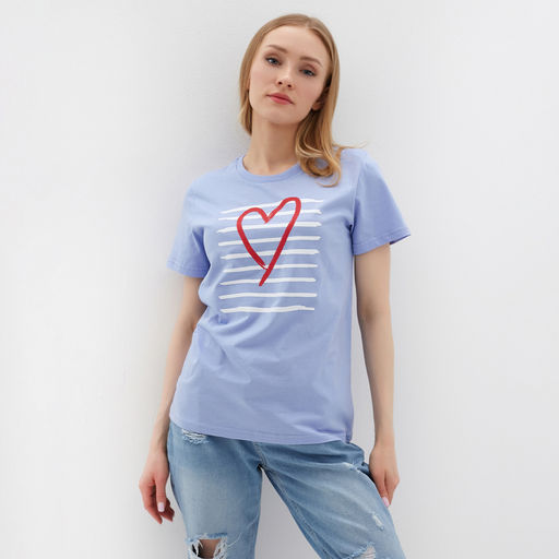 Футболка женская Let&apos;s go, голубая, размер 44