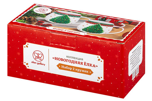 Набор 2 кружек 400 мл 13*10*8,5 см Новогодняя елка зеленый + красный узор, фарфор NEW BONE CHINA - Elan gallery фото 16