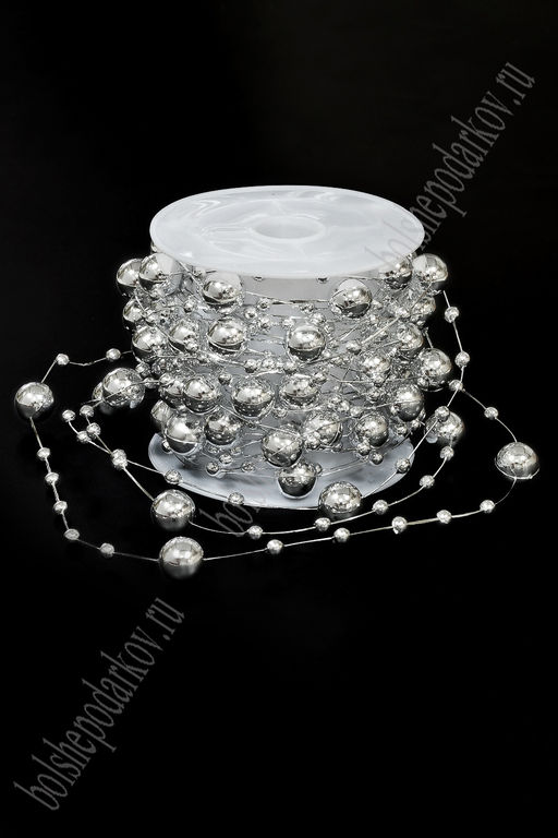 Бусы на леске "Бусинки" 8 мм*5 м (SF-6129) серебро