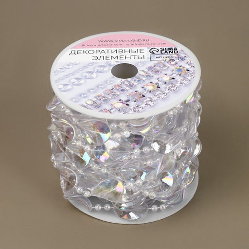 Бусы на нитях, с голографией, 16 мм, 9±1 м, прозрачные