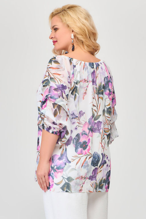 Блуза Svetlana Style 1685 белый+цветы