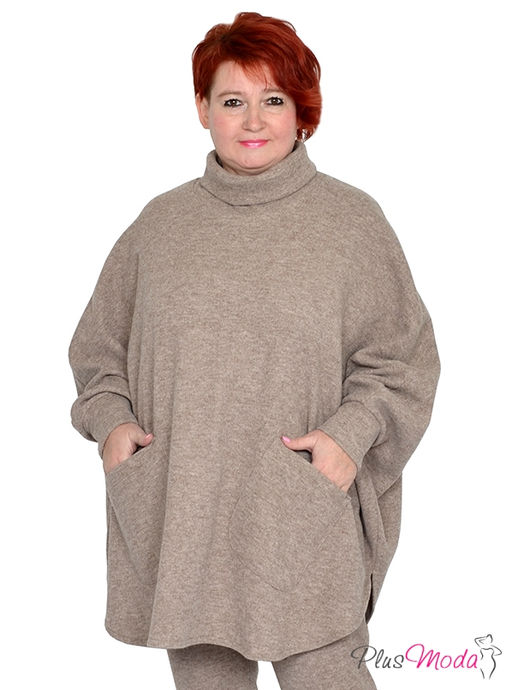 Джемпер-пончо Модель №1522 размеры 44-84 - Plusmoda фото 2