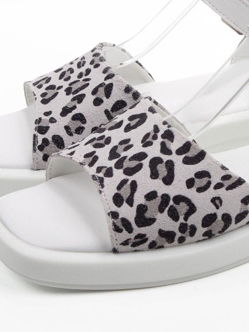 08-PEXL225-1 WHITE/LEOPARD Босоножки женские (натуральная кожа, натуральная замша)