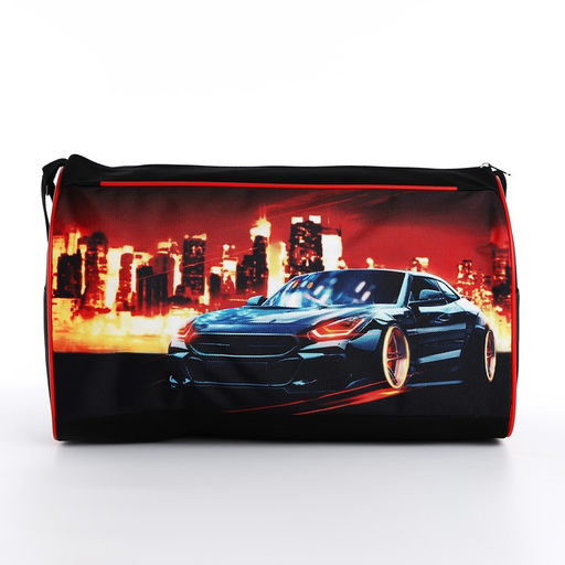 Сумка детская спортивная для мальчика «Крутая тачка», 40×24×21, отдел на молнии, чёрный