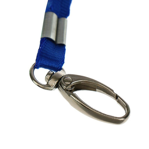 Цена за 100 шт. Лента для бейджа ширина-9 мм, длина-80 см с широким металлическим карабином, синяя