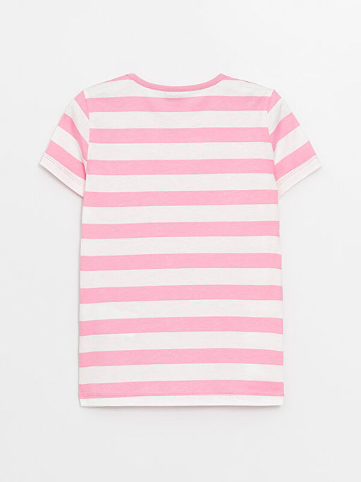 Bisiklet Yaka ?izgili K?sa Kollu K?z ?ocuk Ti??rt - Waikiki фото 2