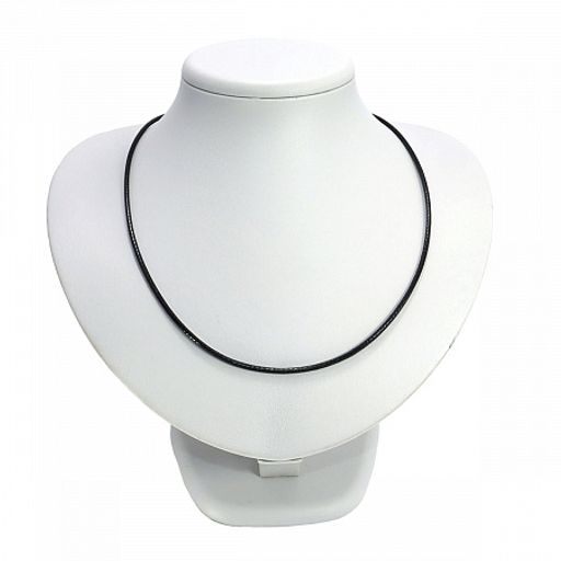 Шнурок для подвесок Черный из эко кожи тонкий с металлической застежкой и цепочкой 45см - Сандаловый дом фото 3