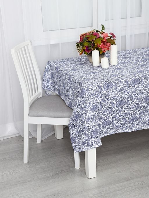 Скатерть из рогожки Персия голубой 150х180 - Амавес-текстиль фото 4