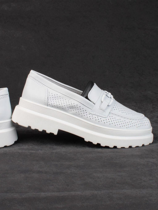 03-PDD190-2 WHITE Полуботинки женские (натуральная кожа)