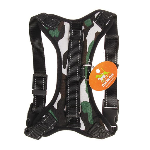 Шлейка К7 мягкая светоотражающая, размер XL, ОГ 74-92 см, вес 28-47,5 кг, хаки - Пижон фото 6