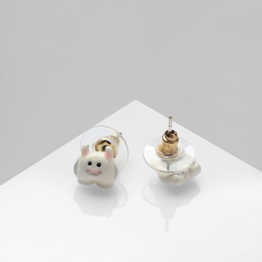 Серьги с эмалью Монстрики йети, цвет белый - Qf фото 2