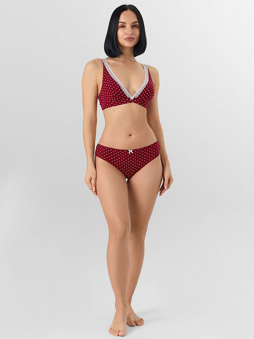 Цена за 2 штуки! Трусы слипы женские красные с принтом в сердечко - Mark formelle фото 7