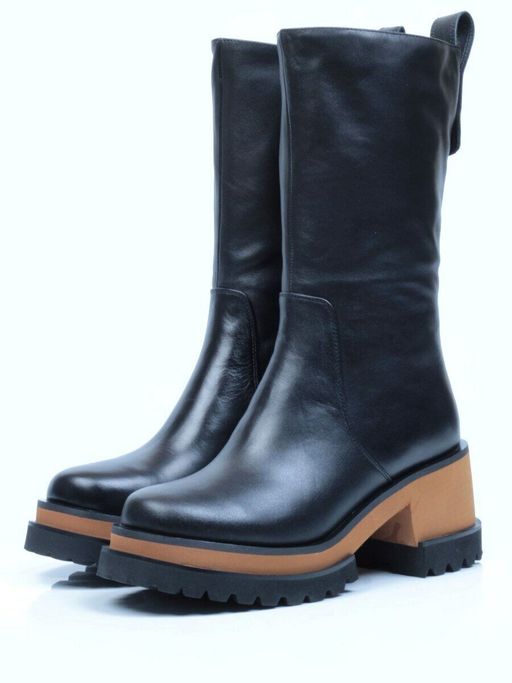 DMD-M7071 BLACK Полусапоги зимние женские (натуральная кожа, натуральный мех)