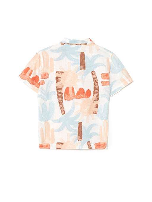 Resort Yaka K?sa Kollu Bask?l? Erkek Bebek G?mlek