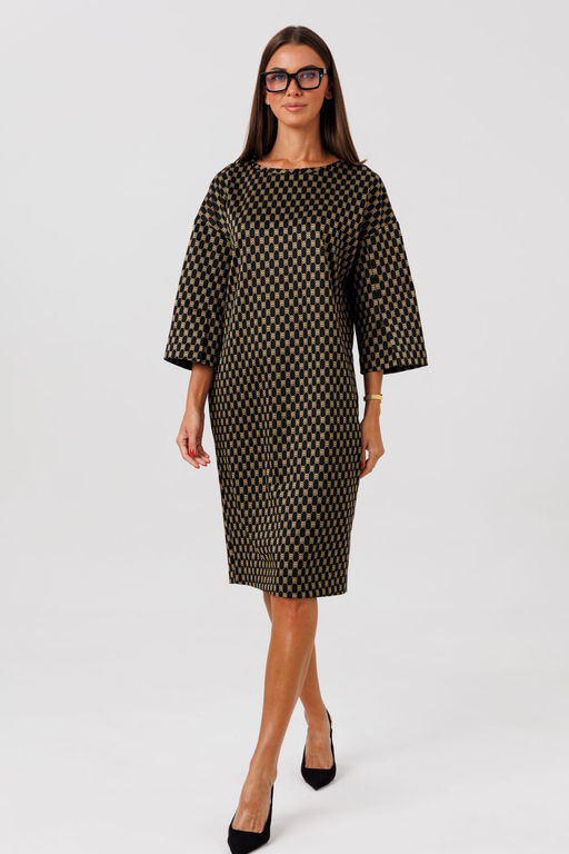 Платье Lars Style 1127 черно-золотой принт