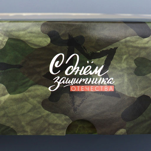 Цена за 5 шт. Коробка подарочная складная с окном, упаковка, С Днем защитника Отечества, 25?15?7 см