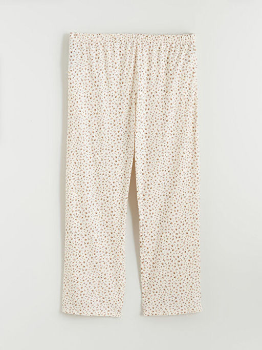 Beli Lastikli ?i?ekli Kad?n Pijama Alt?