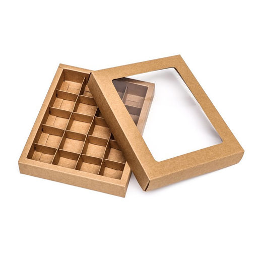 Коробка для 20 конфет, крафт, 17.7×22×3.5 см